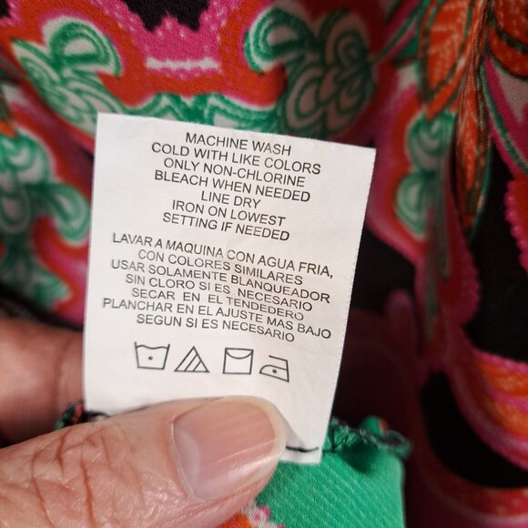 Gibson Latimer Women 2X Plus Top Tunic 3/4 Sleeve Multicolor V-Neck Tie Boho - Picture 7 of 10